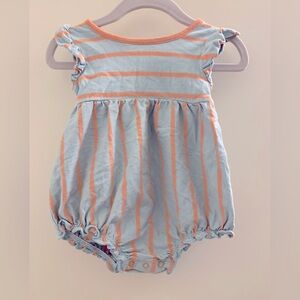 Burt’s Bees Striped Baby Romper in Blue and Orange